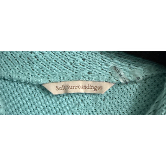 Soft Surroundings Turquoise Set Sail Pullover Sweater 4 Button chunky womens Med - Picture 4 of 7
